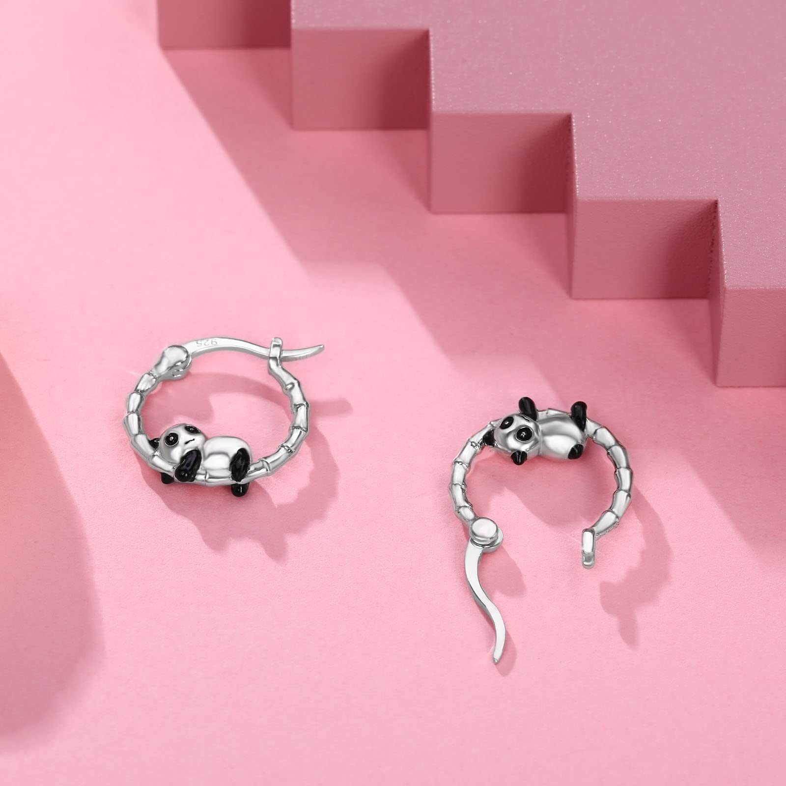 Boucles d'oreilles Panda Licorne Paresseux pour Filles - Qings Argent Sterling 925 Boucles d'oreilles Petite Creoles Animaux Hypoallergéniques Mignon Sloth Unicorn Panda Bijoux Cadeau d'Anniversaire