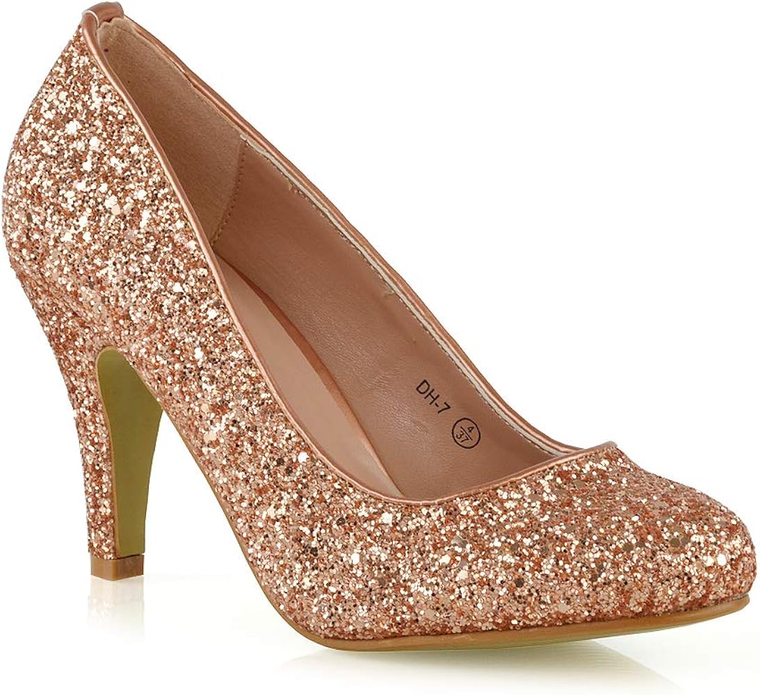 Gold glitter court shoes Clearance