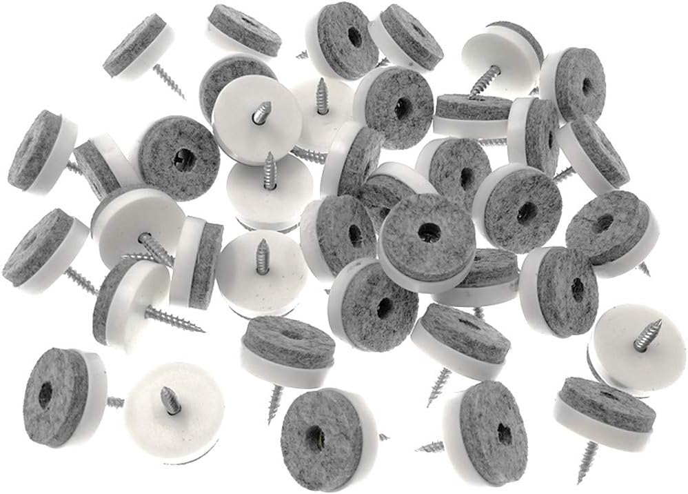 40pcs Furniture Glide,Screw-on Felt Pad Slider Floor Protector for Wooden Leg Feet of Chair Table Sofa(Φ24mm or 0.95",White)