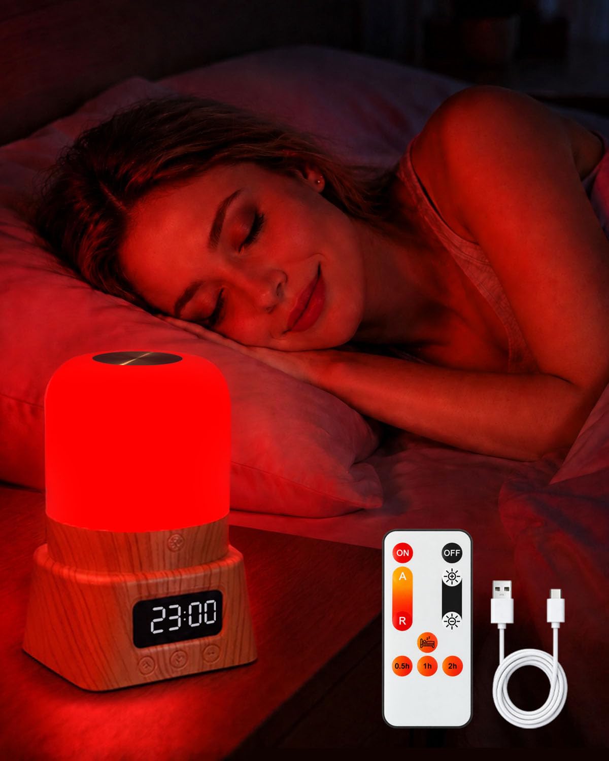 Lamptobe Red Light Lamp for Sleep,670nm Red Light & 1700K Amber Night Light