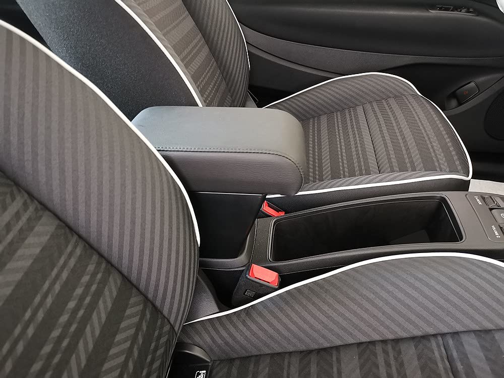 Bracciolo portaoggetti compatibile per Fiat 500E Elettrica in ecopelle nero e REGOLABILE IN LUNGHEZZA made in Italy