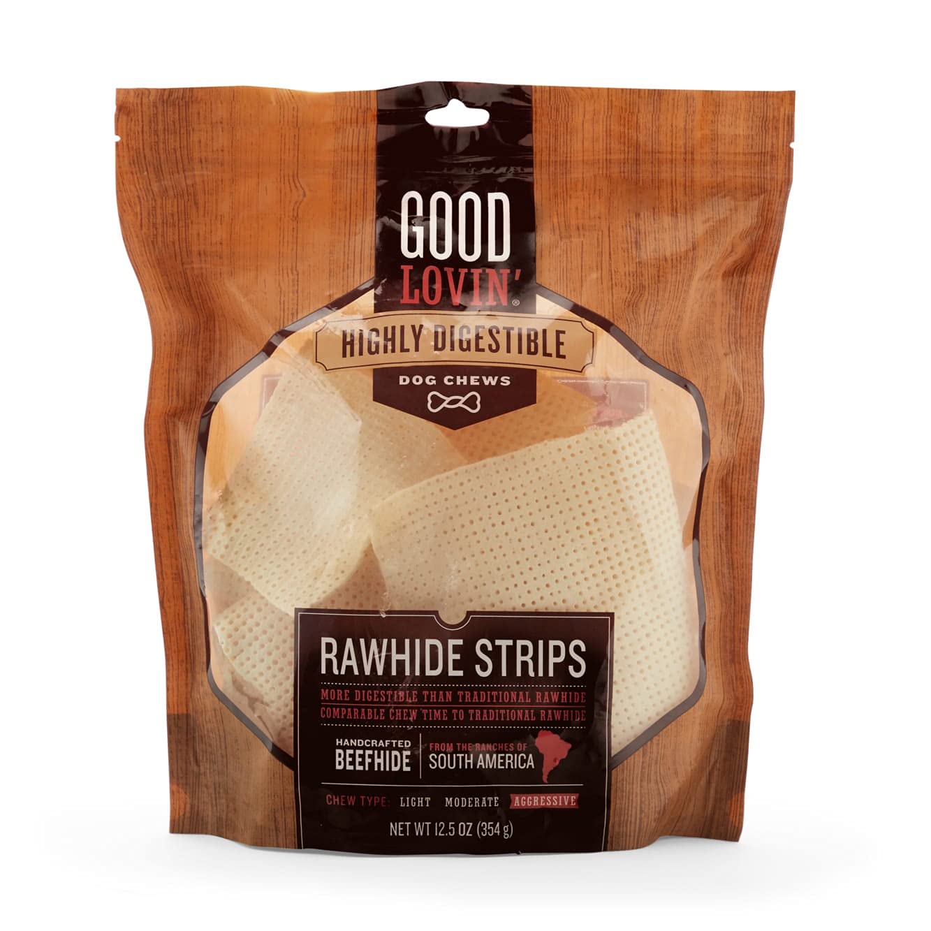 Good Lovin'Highly Digestible Rawhide Strips for Dogs, 12.5 oz.