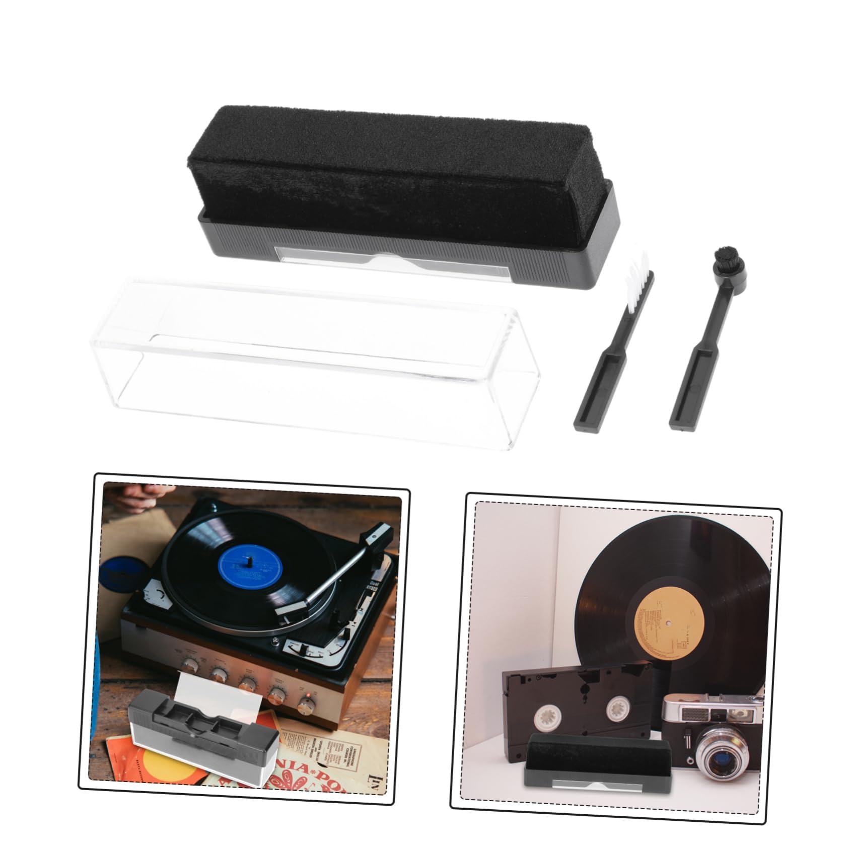 VILLCASE 1Set Vinyl Record Cleaning Brush Static Dust Brush for Vinyl Records Record Cleaner Kit for Turntable Care Includes Brush for Record Maintenance