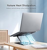 Vista 7 de Soporte ajustable para laptop para escritorio, soporte portátil y elevador, soporte plegable de aluminio para computadora portátil para MacBook Air