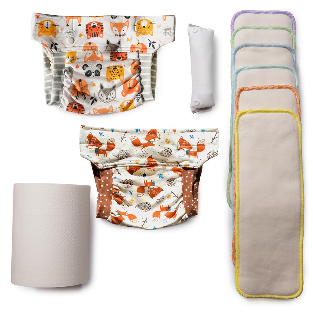 CULLA DI TEBY Kit 6 cambi Pannolini Lavabili Made in Italy (Forest Friend, M)