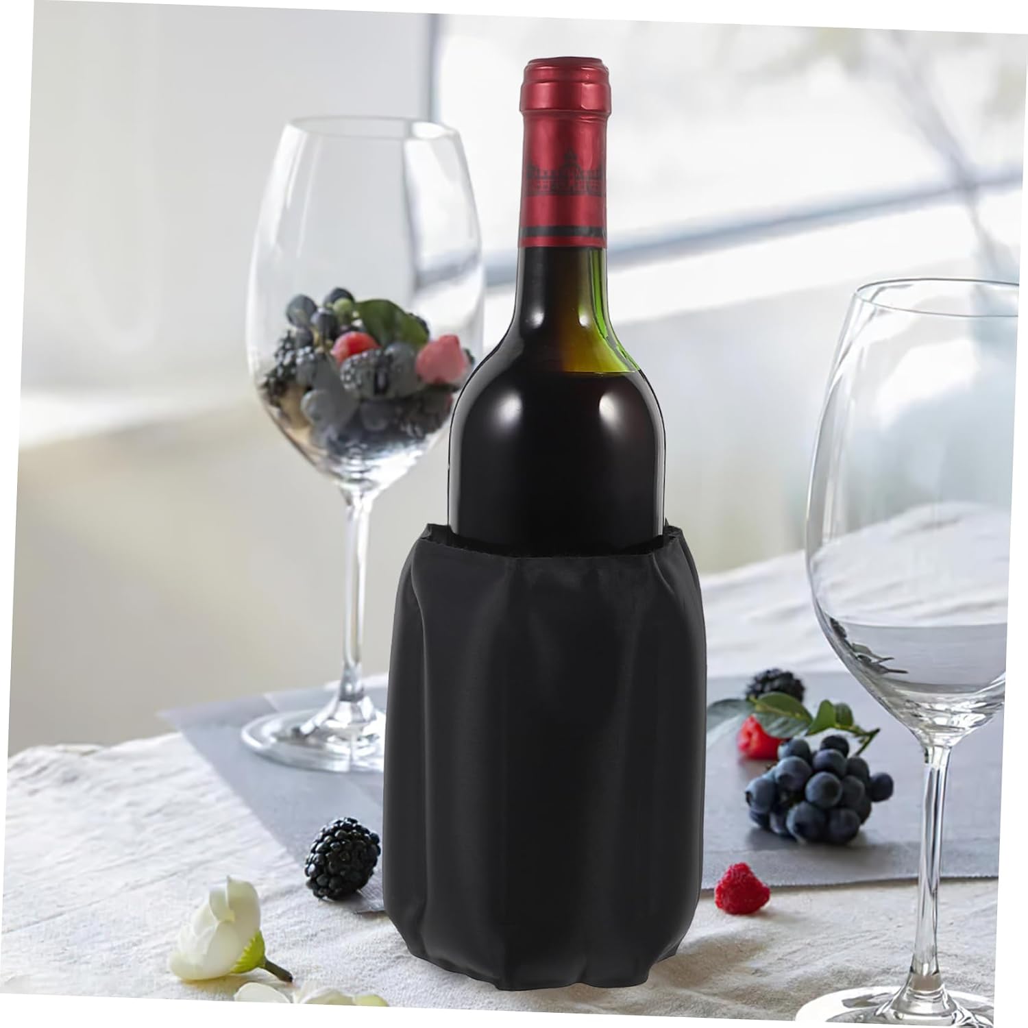 Wine Bottle Cooler Sleeve for Beer Bottles, Black Gel Portable