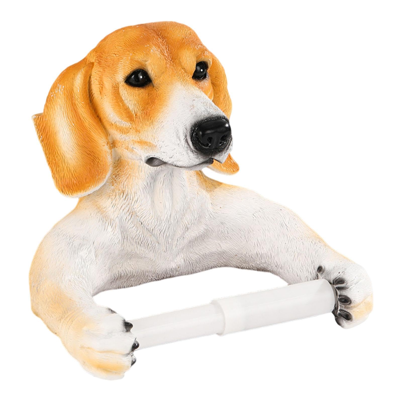 Dévidoir papier toilette chien en résine pour sanitaires rustiques et fermes