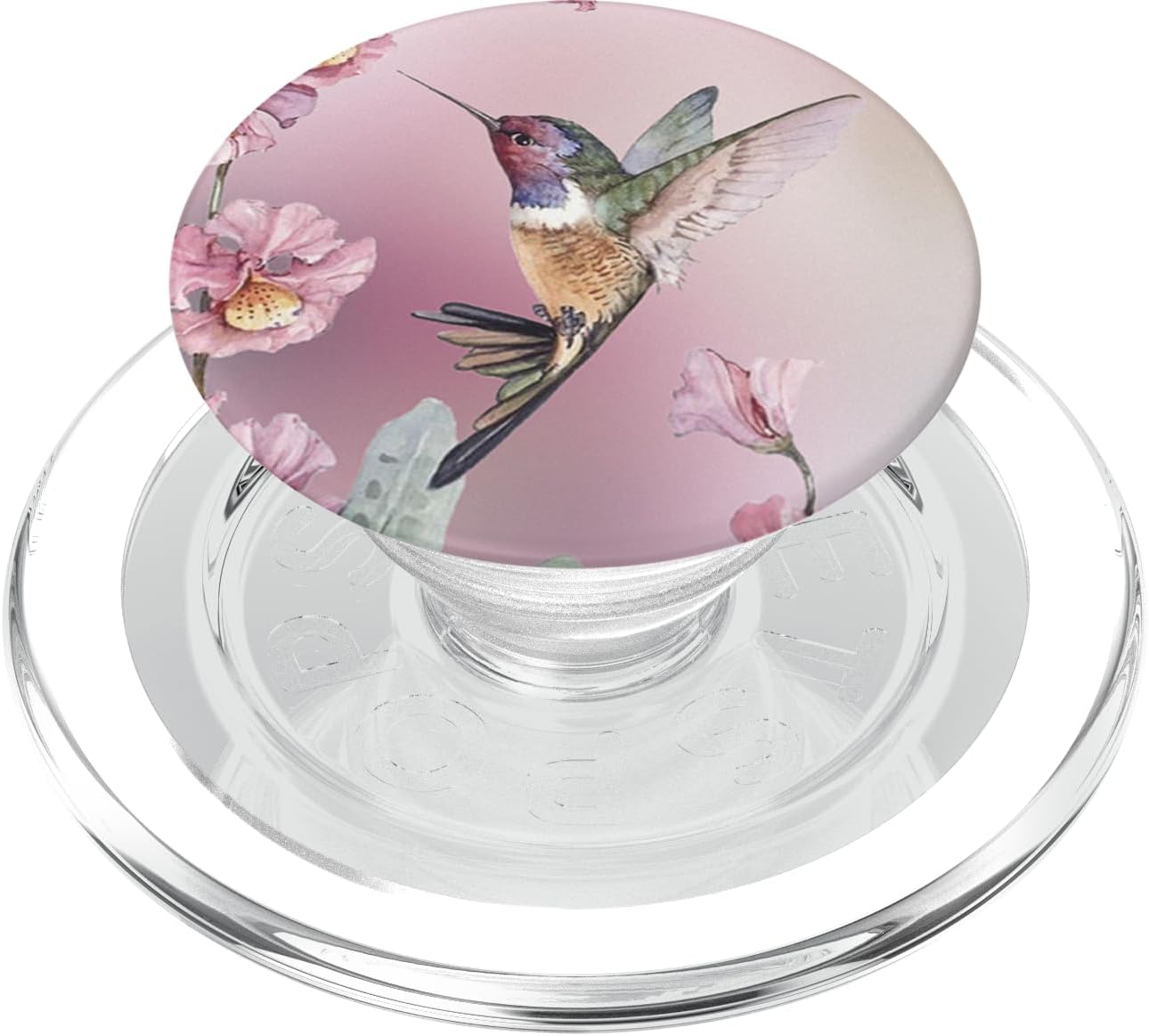 Pink Hummingbird Flower Pop Sockets Grip Stand PopSockets PopWallet for MagSafe