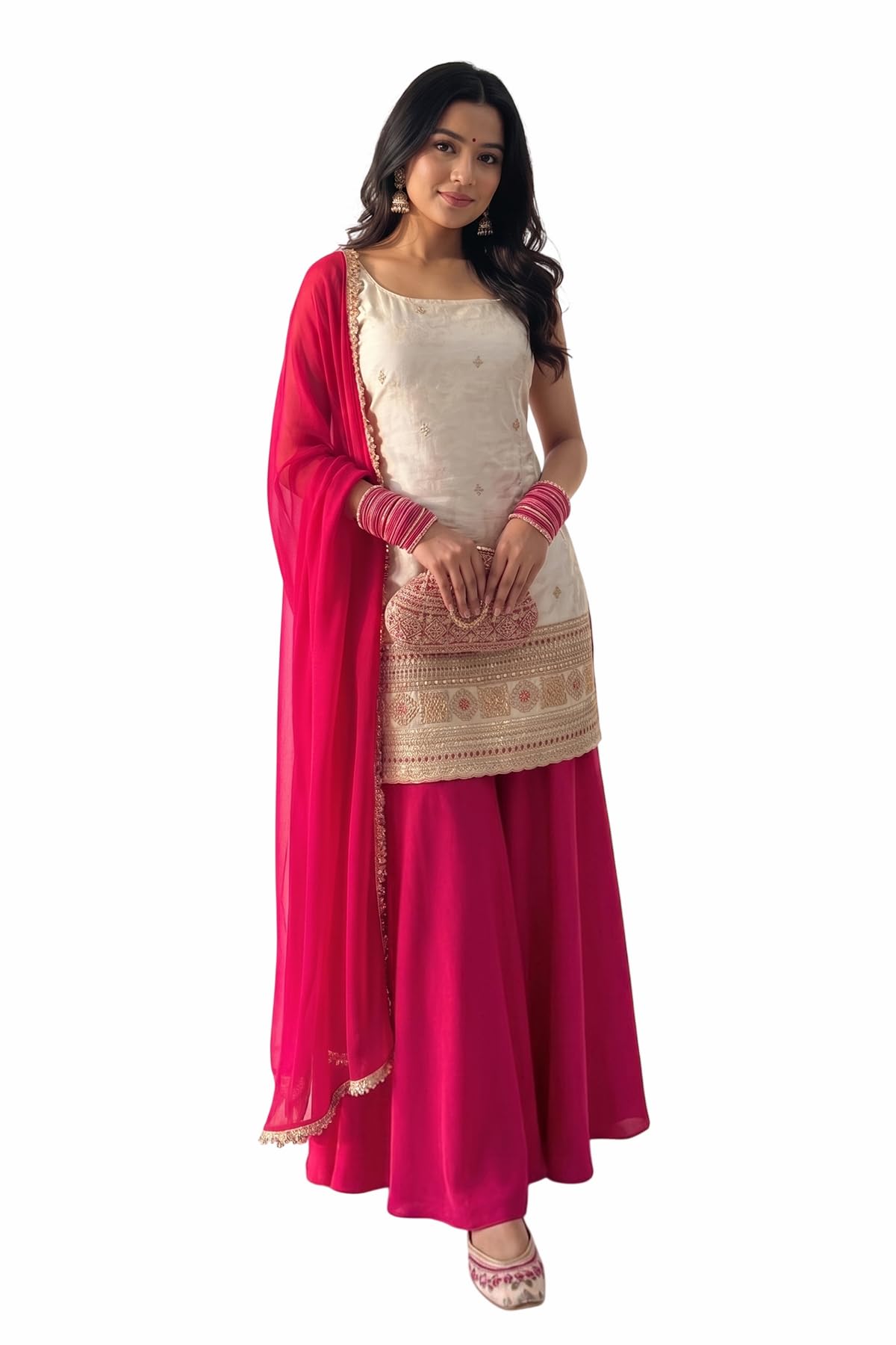 laxminarayan fashion Women Elegant Silk Blend Kurta Sharara & Dupatta Set-picture-46