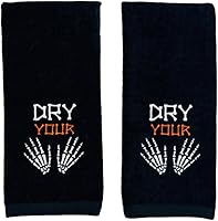 Vista 19 de Juego de 2 toallas de baño de Halloween con diseño de familia fantasma espeluznante, color negro, suave, 100% algodón, 12 x 18 pulgadas, decoración