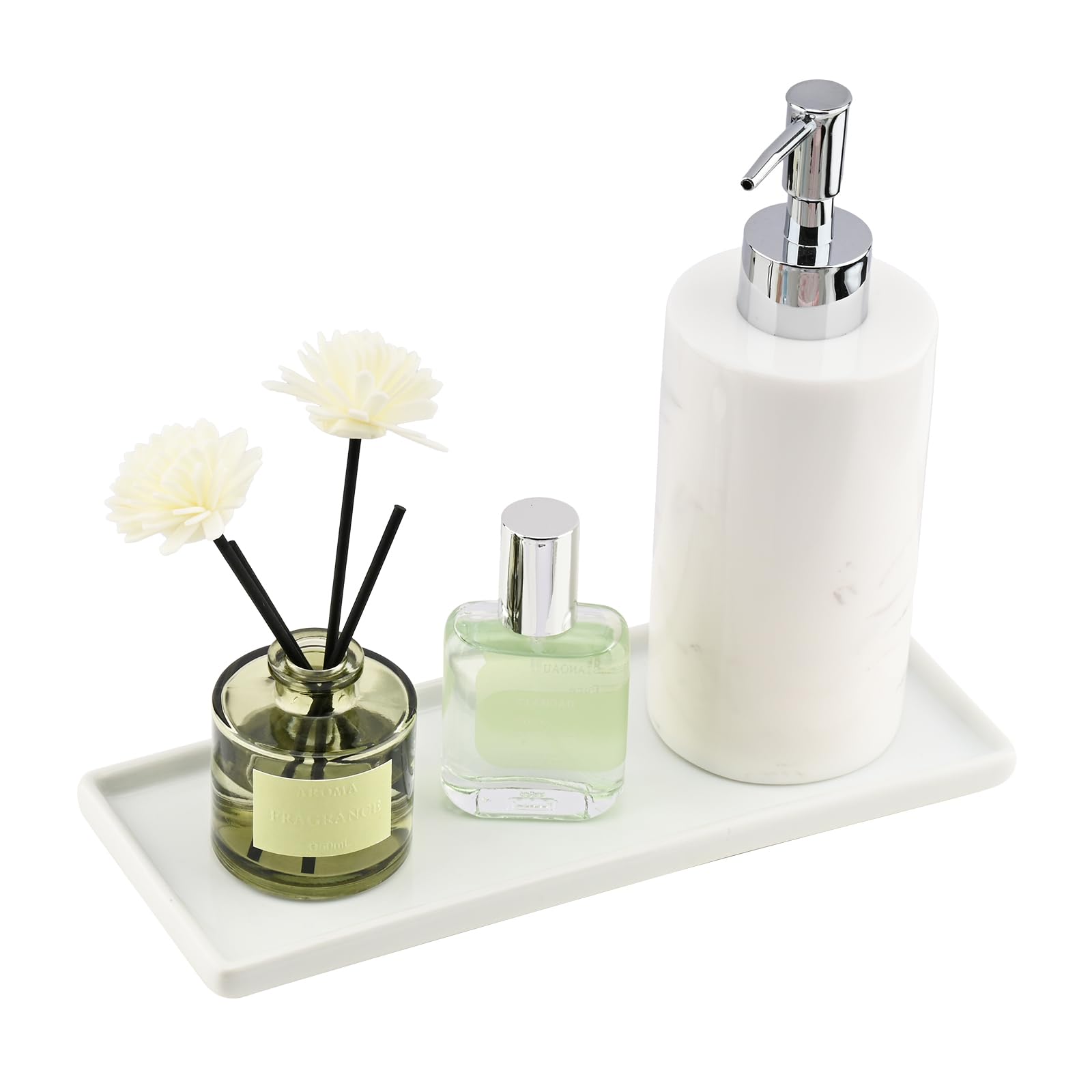 sourcing map Vassoio rettangolare in marmo per bagno da 22,9 cm