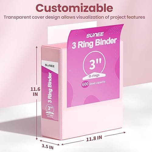 Vista 52 de SUNEE Carpeta de 3 anillos de 1 pulgada, paquete de 4 carpetas Clear View de 1 pulgada, tres anillos sin PVC (se ajusta a 8.5 x 11 pulgadas)
