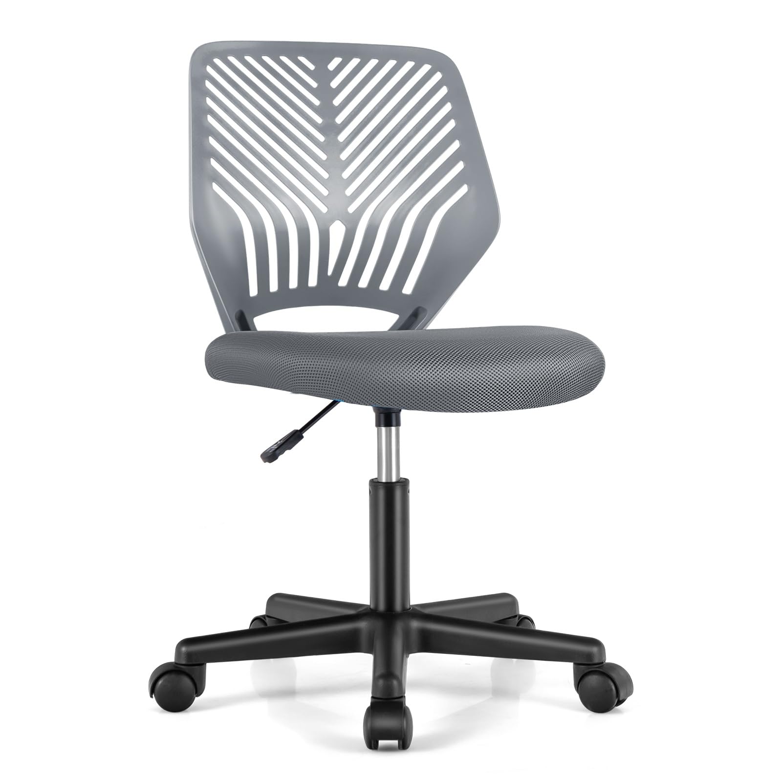 COSTWAY Silla Ergonomica Escritorio, Altura Ajustable77-89 cm, Silla Escritorio Niños con Ruedas Universales, sin Brazos, Silla Escritorio Infantil/Juvenil/Adultos(Gris)