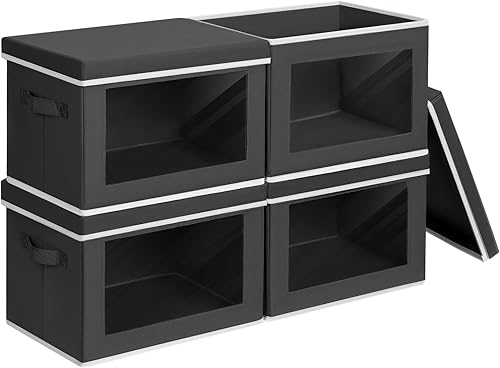 Miniatura 8 de Homsorout Contenedor de almacenamiento plegable, contenedores de almacenamiento con tapa, organizador de armario de mano con ventana, contenedores