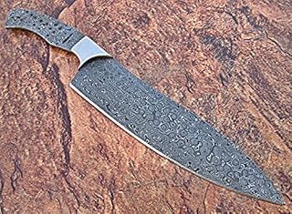 BB-456, Handmade Damascus Steel 12 Inches Full Tang Chef Knife with Stainless Steel Bolster (Blank Blade) - Poshland