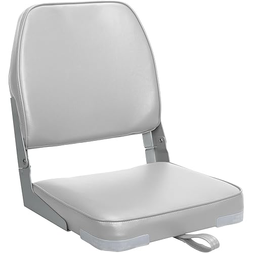 Low Back Boat Seat Fold-Down Fishing Boat Seat, 1 Pack, Light Gray