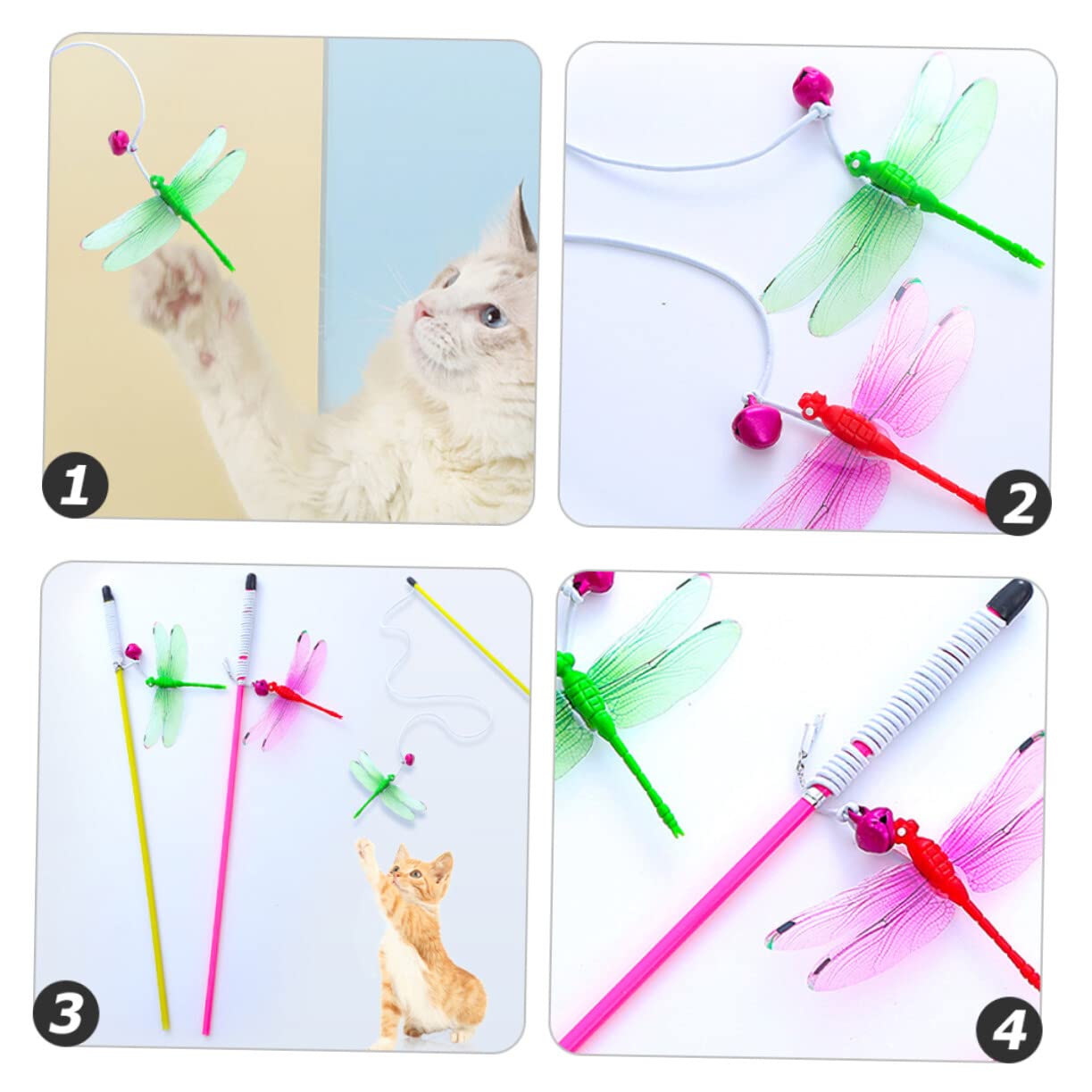 Toyvian 20 STK Katzen-Teaser Kätzchen Zauberstäbe Spielzeug Libelle Katze Zauberstab Lustiger Katzenstock Übungsgerät Für Katzenfänger Stick Katzenspielzeug Plastik Minze Schmücken