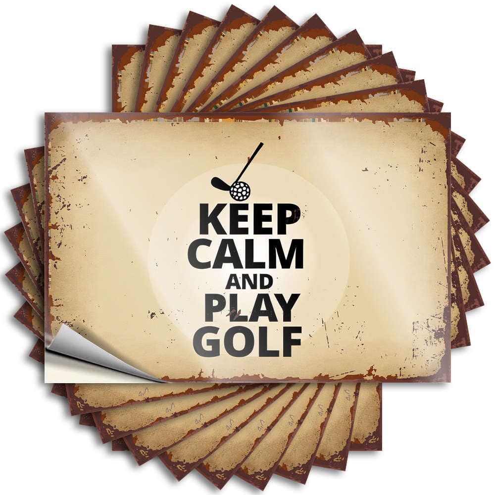 Winter, Lettering Sticker Funny Hard Quote Stickers, Vintage No Residue Decals for Luggage | Inside Party Favor Custom Keep Calm and Play Golf(8X12CM)