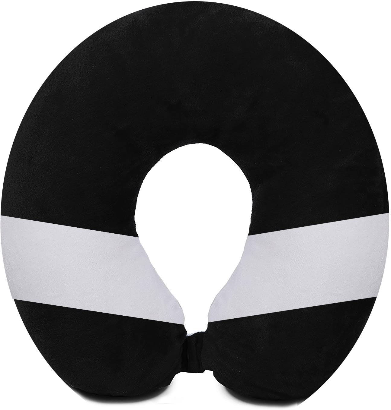 JUZZIIJUZZII Velvet Dual Color Unisex U-Shaped 100 Percent Pure Micro Fiber Soft Cushions Neck Rest Pillow for Travel, Car, Train, Flight, Bus (Dual Color Neck Pillow - Black-White)