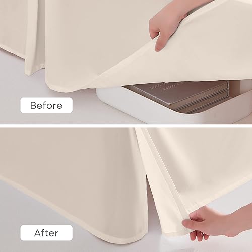 Miniatura 4 de SONIVE Falda de cama de alta calidad con volantes plisados contra el polvo, caída de 15 pulgadas, fácil de poner, sin encogimiento y resistente a la