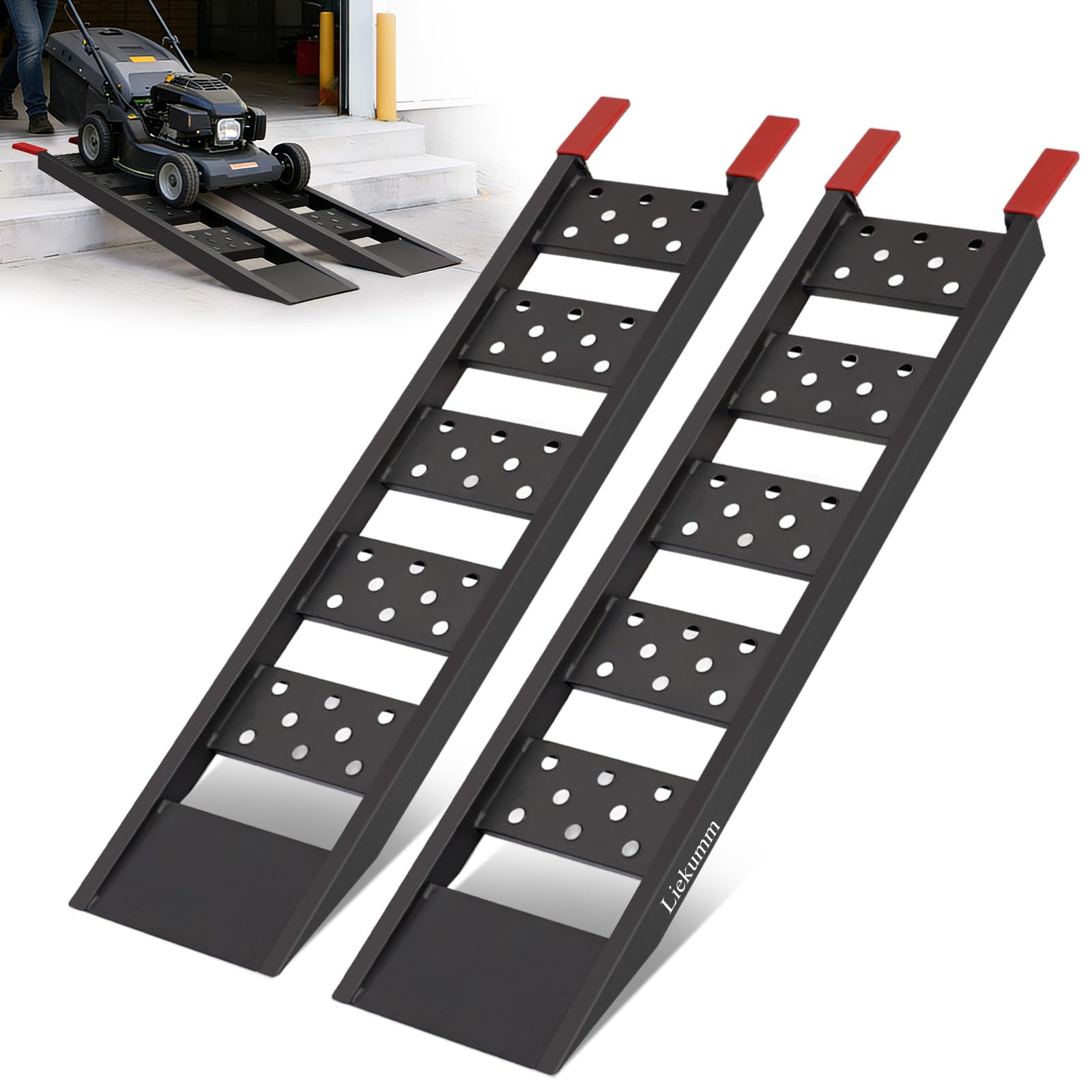 LIEKUMM 40" Heavy Duty Truck Ramps, 2200 lbs Loading Ramps for Pickup Trucks, Metal Truck Bed Ramps for ATV, Lawn Mower, Trailer Use