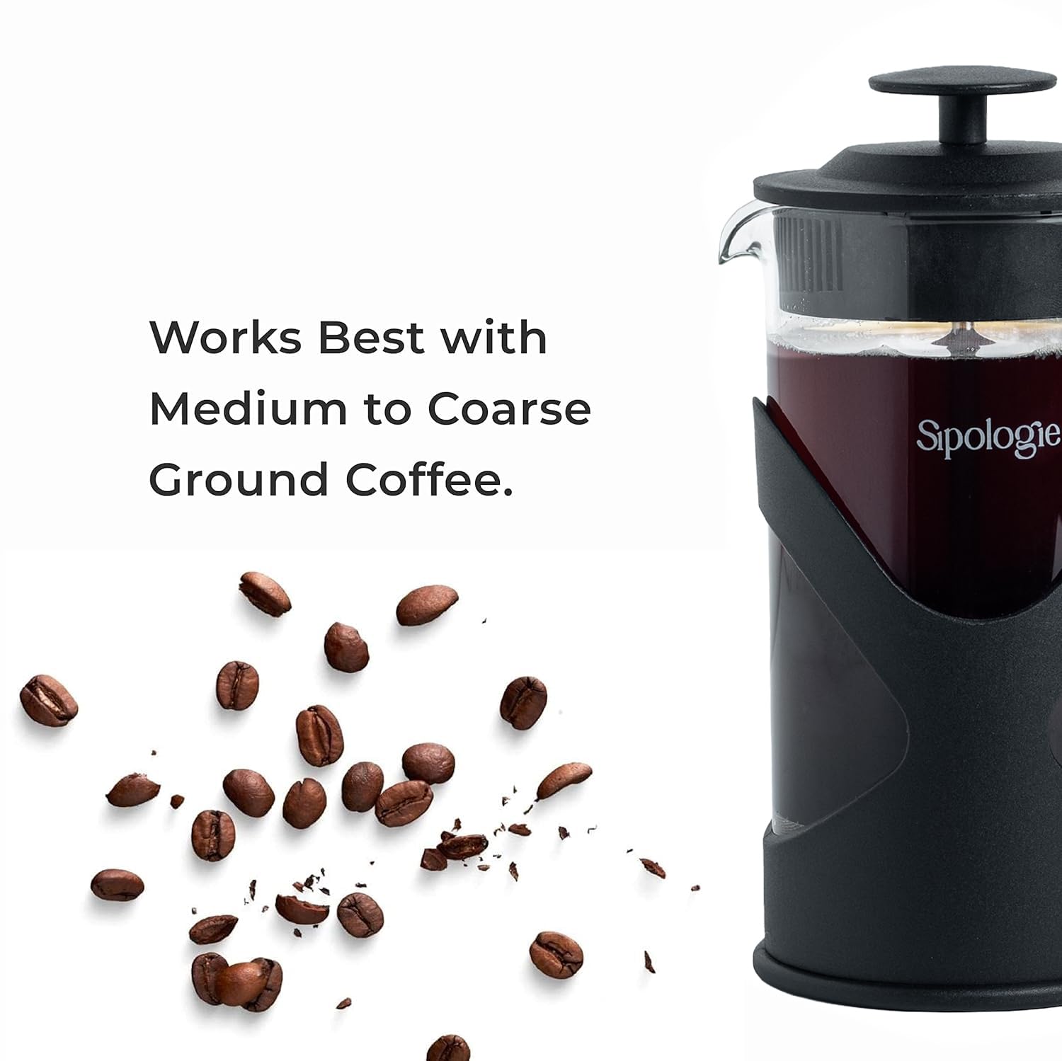 Sipologie Classic French Press Coffee Maker with 4-Level Filtration and Premium Heat Resistant Borosilicate Glass - Compact and Durable Filter Coffee Maker, Tea Maker - 350ml Coffee Press 3