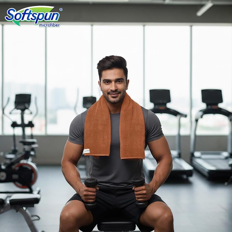 SOFTSPUN Microfiber High Loop Gym & Sports Towels for Men & Women 1 pcs Brown 380 GSM 60X120cms Fast Drying Super Absorbent Lightweight & Ultra-Compact Sweat Towels for Working Out Camping Travel. 2