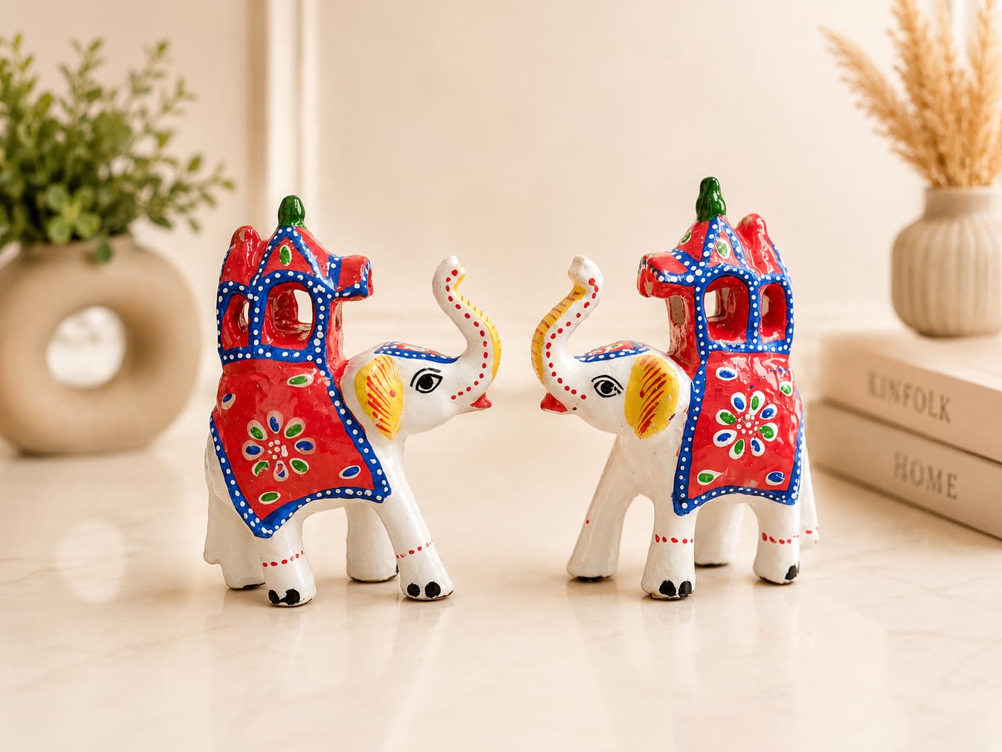 Buy AtlanticKrafts Handcrafted Paper Mache Elephant Figurine Pair