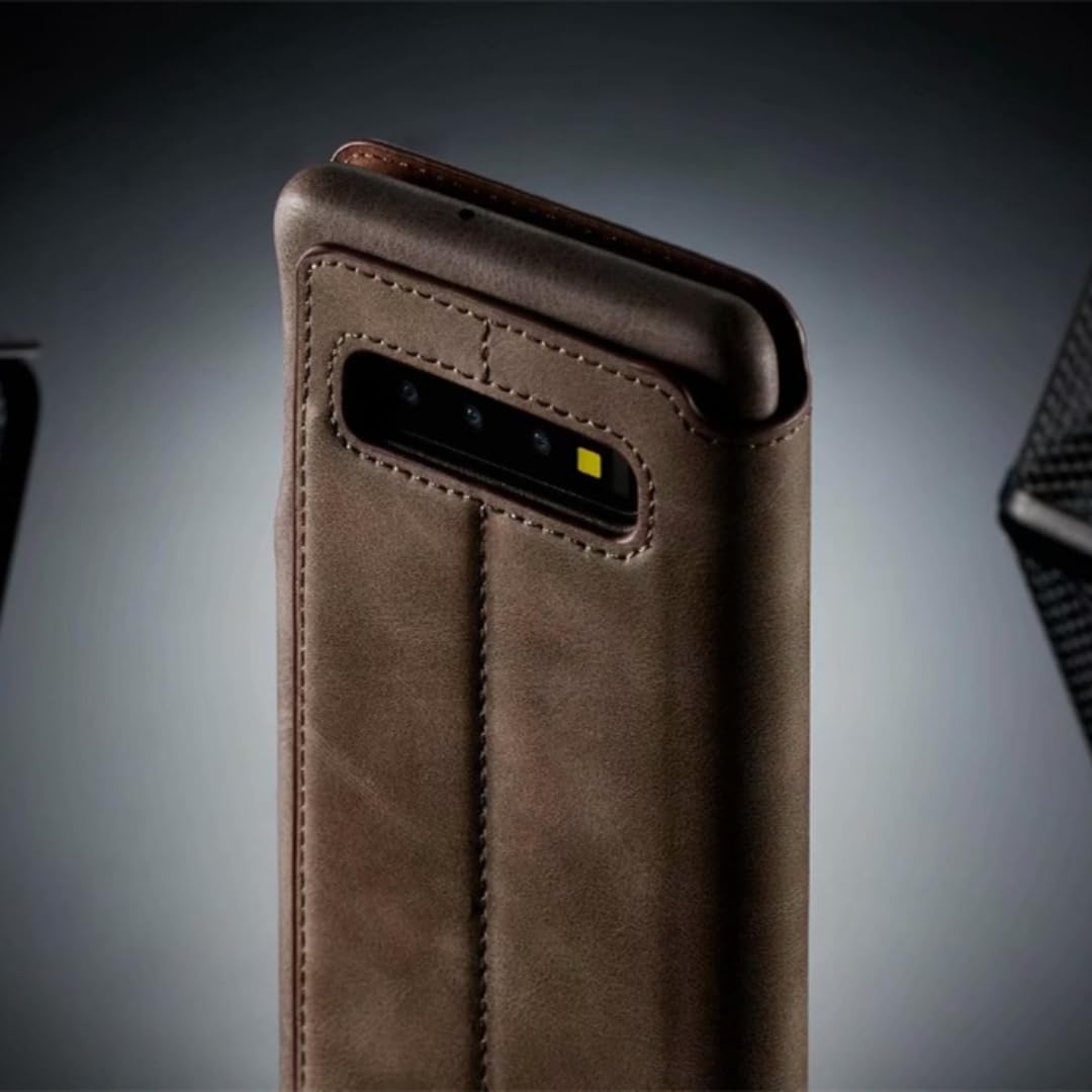 Étui à Rabat magnétique en Cuir pour Galaxy S20 avec Fente pour Carte (Marron)