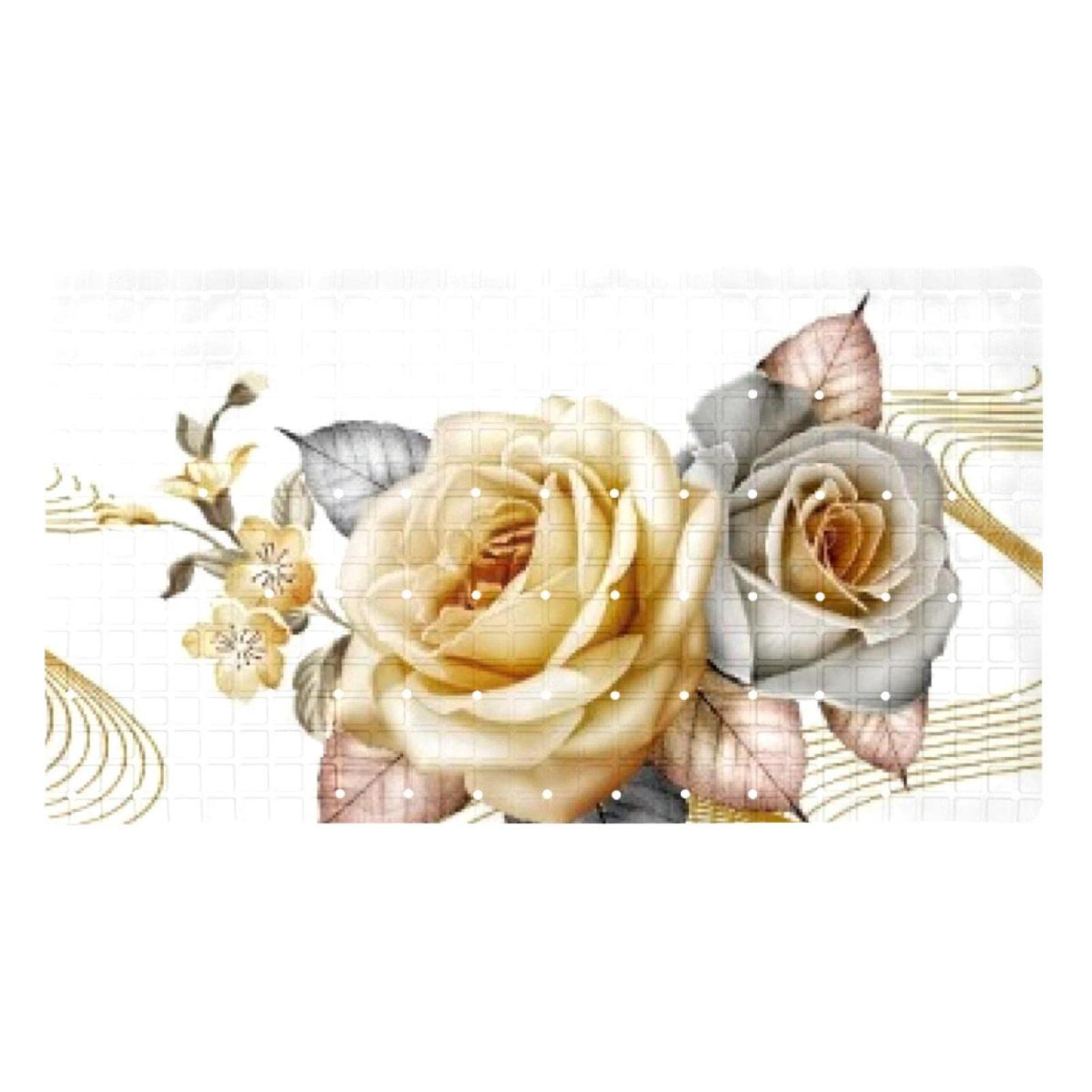 Tapis de bain antidérapant fleur dorée pour douche familiale