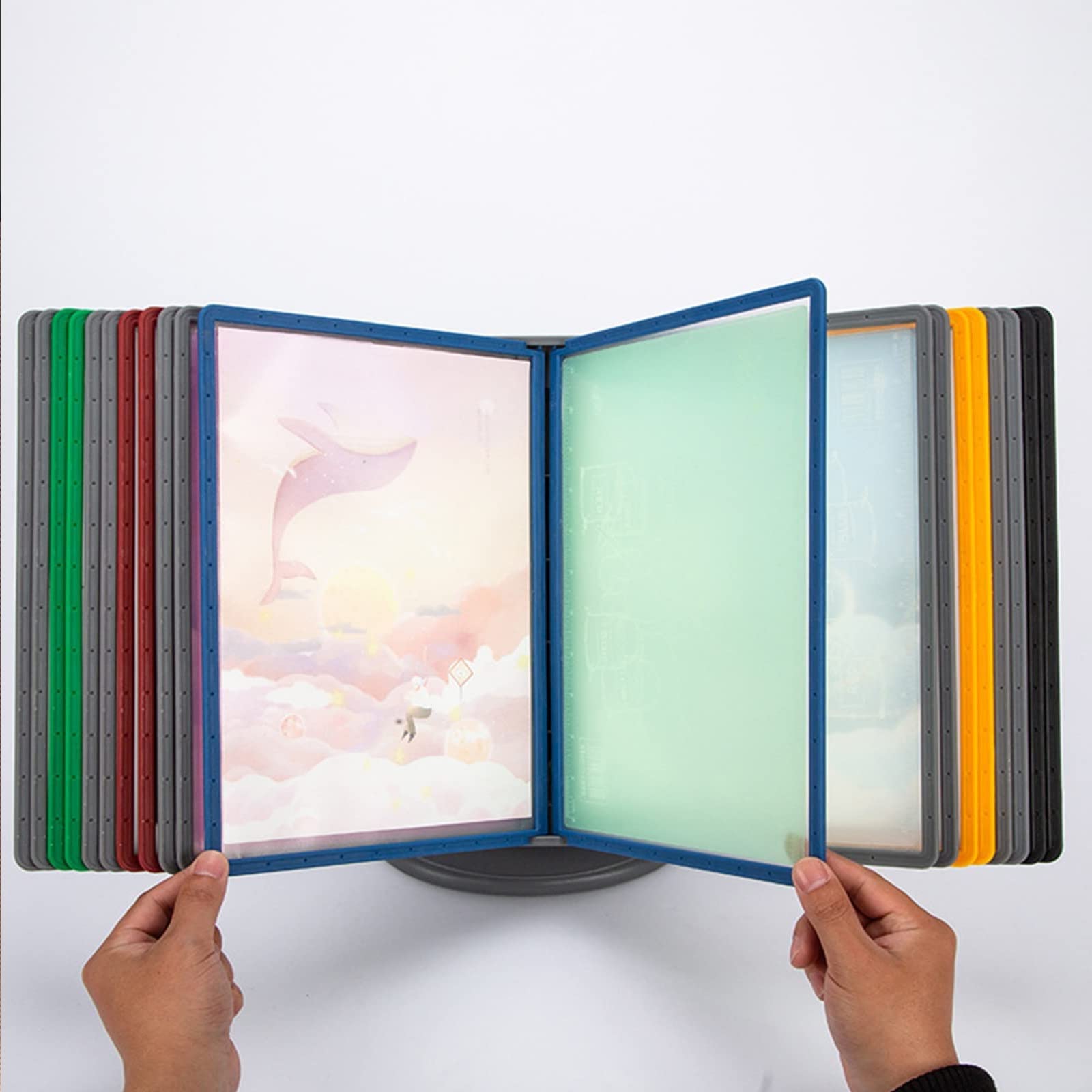 JYBNBBE Present Panel System Folder, Desktop Reference Organizer, File Arranger for Desk, A4 Dimension Display Panel File Holder, Poster Flip Book Display 20 Panels, L23.4* H31.6cm