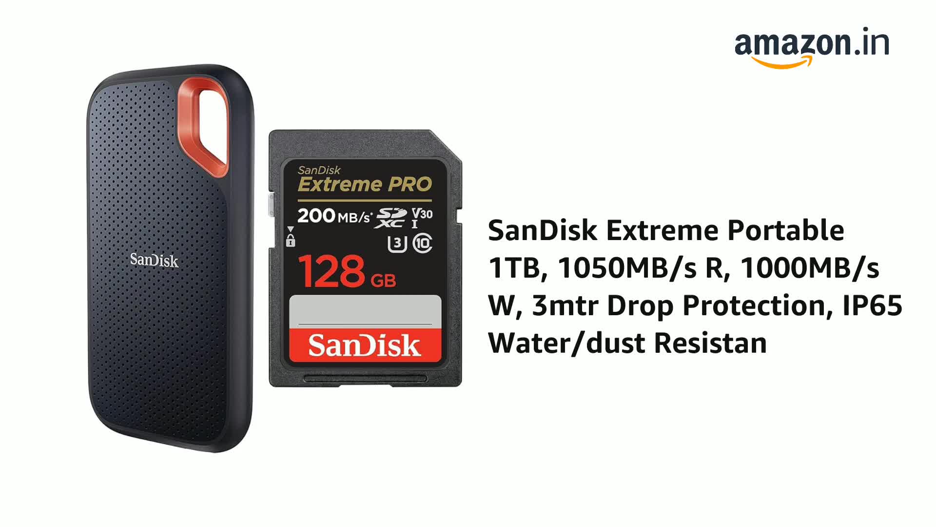 SanDisk Extreme Portable 1TB, 1050MB/s R, 1000MB/s W, 3mtr Drop