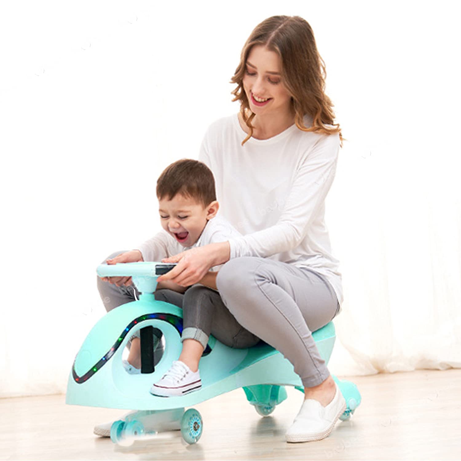 Baybee Roadmaster Magic Cars for Kids | Ride on Toy Swing Car for Kids with PU Led Wheels, Light & Music | Push Ride on car | Baby Ride on Magic Car for 3 to 8 Years Boys Girls (Green)