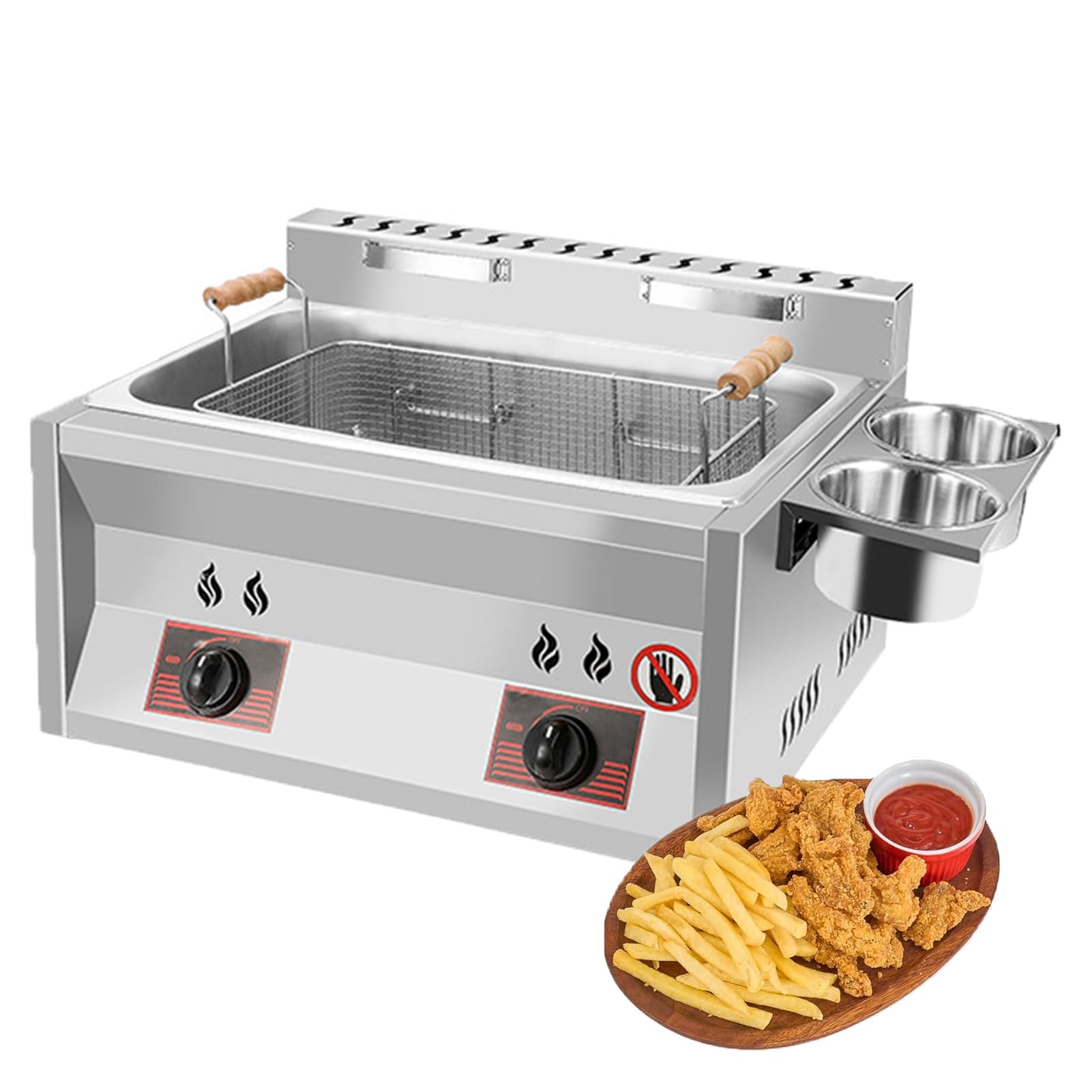 Freidora De Gas Profesional, Alta Salida De Calorfreidora Profesional para Restaurantes Comerciales Y Cocina DoméStica Freidora De Acerocon Cesta