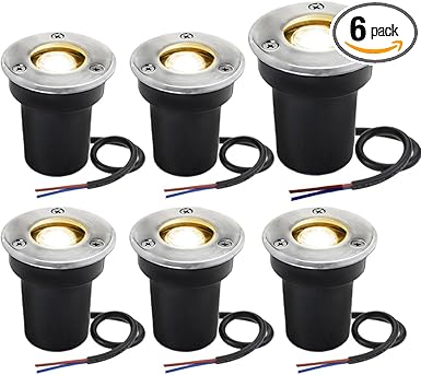 SUNRIVER Low Voltage Landscape Lights,1W Outdoor In-Ground Lights 12V-24V LED Landscape Lighting for Paver, Deck, Step, Garden, IP67 Waterproof (6 Pack Warm White)