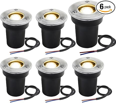 SUNRIVER Low Voltage Landscape Lights,1W Outdoor In-Ground Lights 12V-24V LED Landscape Lighting for Paver, Deck, Step, Garden, IP67 Waterproof (6 Pack Warm White)
