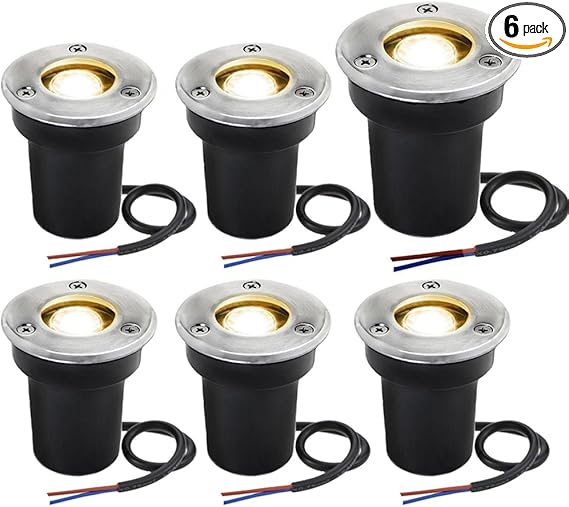 SUNRIVER Low Voltage Landscape Lights,1W Outdoor In-Ground Lights 12V-24V LED Landscape Lighting for Paver, Deck, Step, Garden, IP67 Waterproof (6 Pack Warm White)