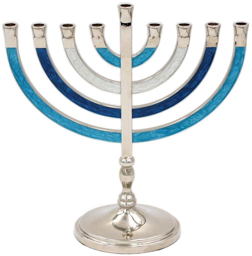 Meir Cohen Hanukkah Menorah with 9 Branches, Blue, 22cm