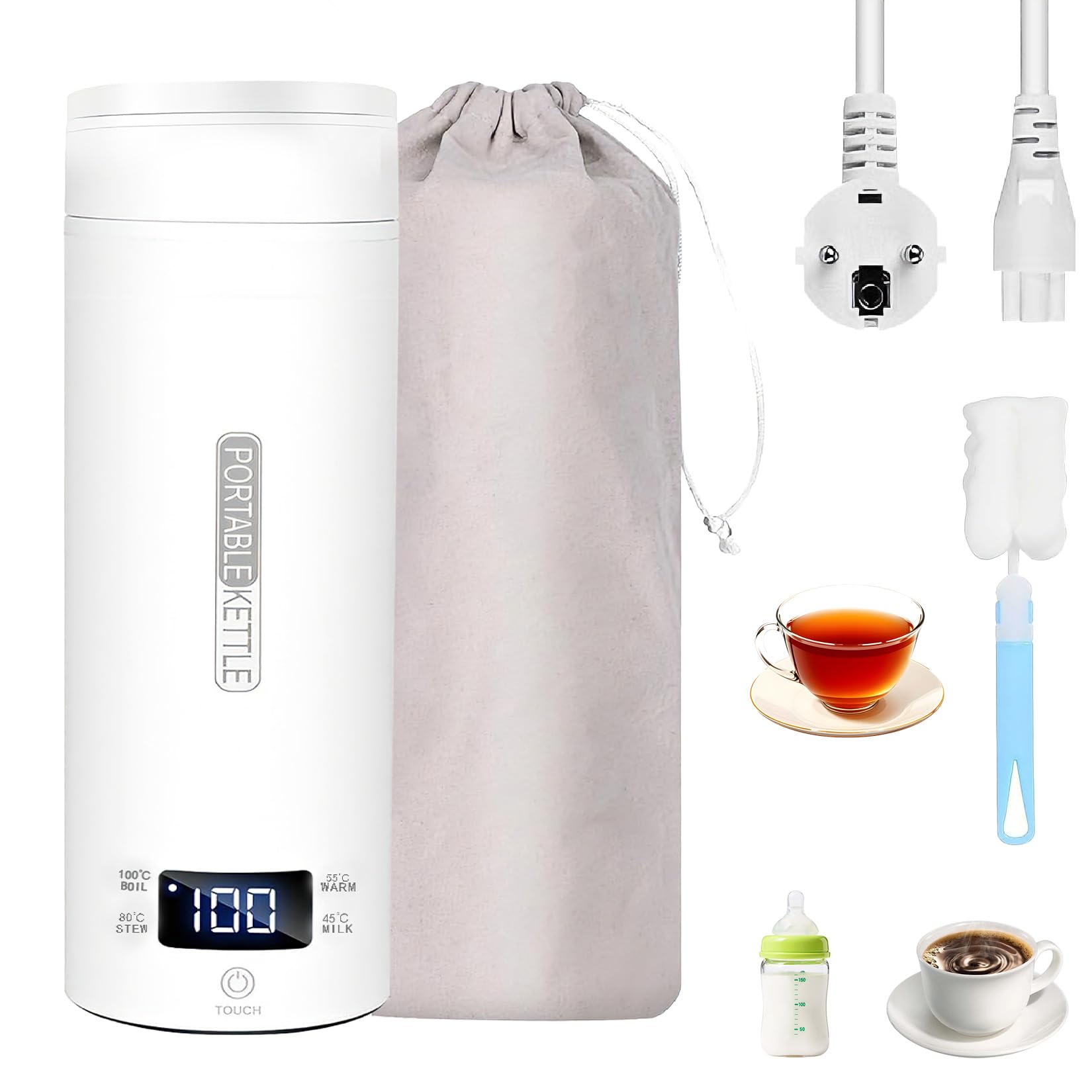 Petite bouilloire de voyage Idota 400 ml mini bouilloire nomade thé café bébé