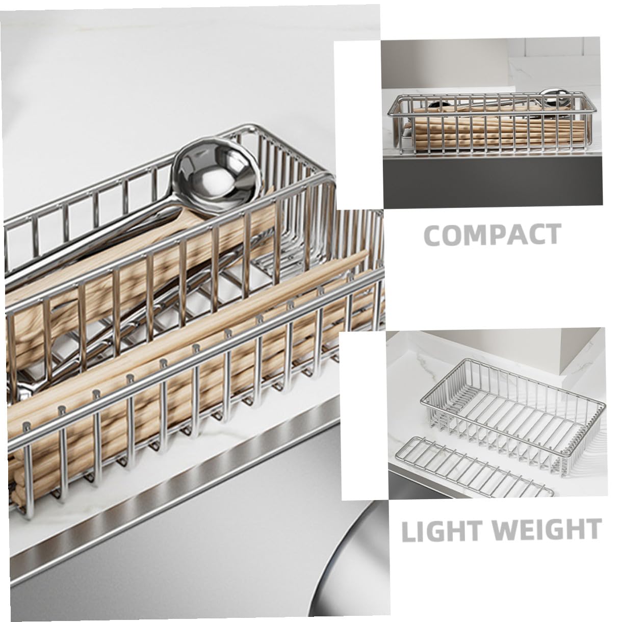 2 Stück Edelstahl Besteckhalter mit Ablagefunktion Separater Besteck Essstäbchen organizer Platzsparender Küchenhelfer für Besteck Küchenutensilien Spülmaschinengeeignetes