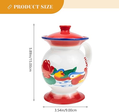 Miniatura 2 de Expresso - Taza de café de cerámica estilo antiguo, taza de cerámica de estilo chino con tapa, taza de agua con forma de olla de cámara, taza con