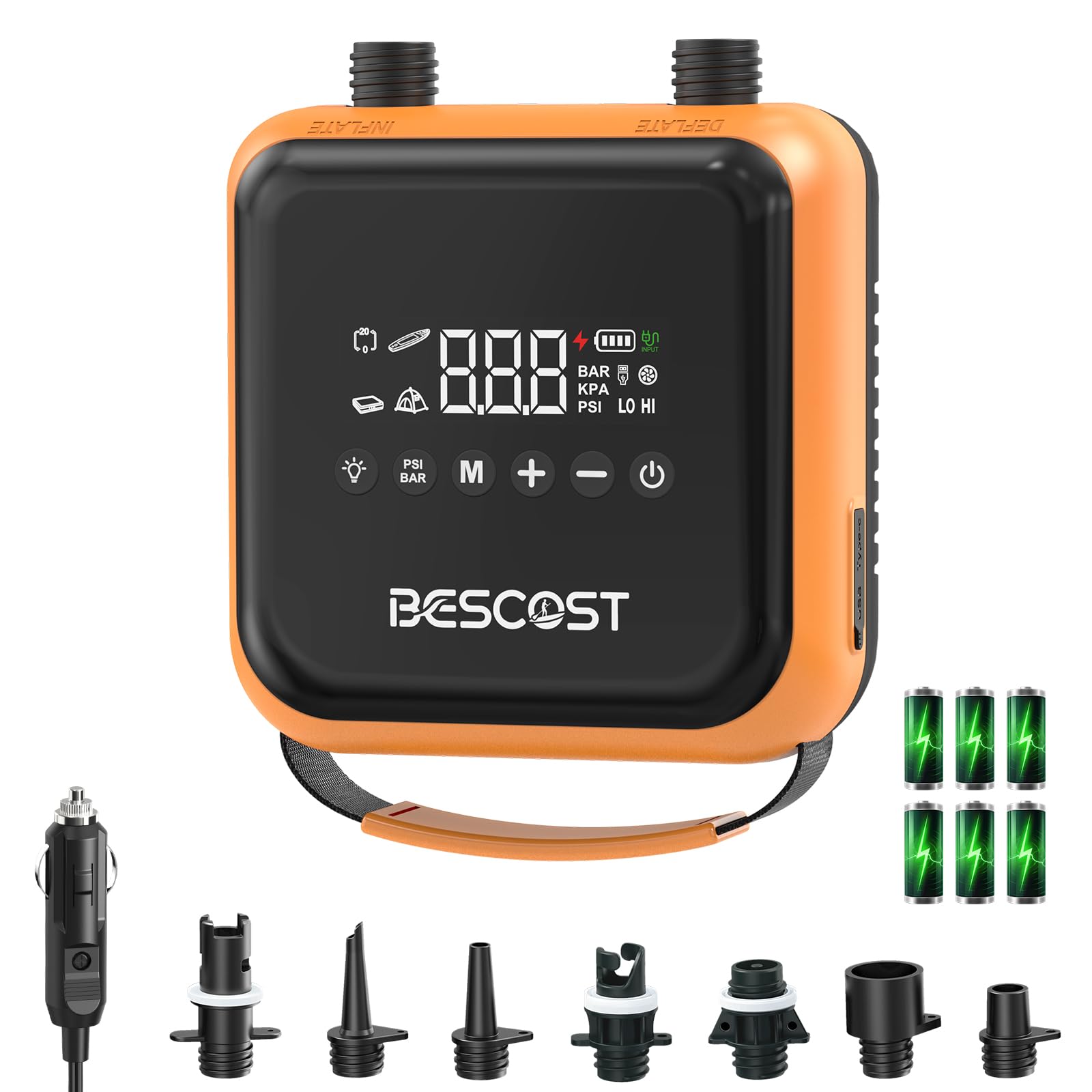 20PSI Bomba Eléctrica, Inflador Paddle Surf Eléctrico, Inflador Electrico Paddle Surf Recargable, Inflado/Desinflado Inteligente. Ideal para Tablas Sup, Cometa, Kayak, Tienda y Colchones