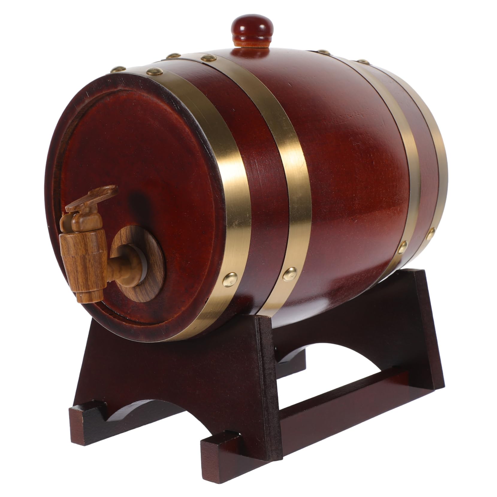 PRETYZOOM 1Set Wooden Red Wine Barrel with Faucet Stand Wine Aging Container for Beer Red Wine Storage Present for Wine Lovers and Enthusiasts