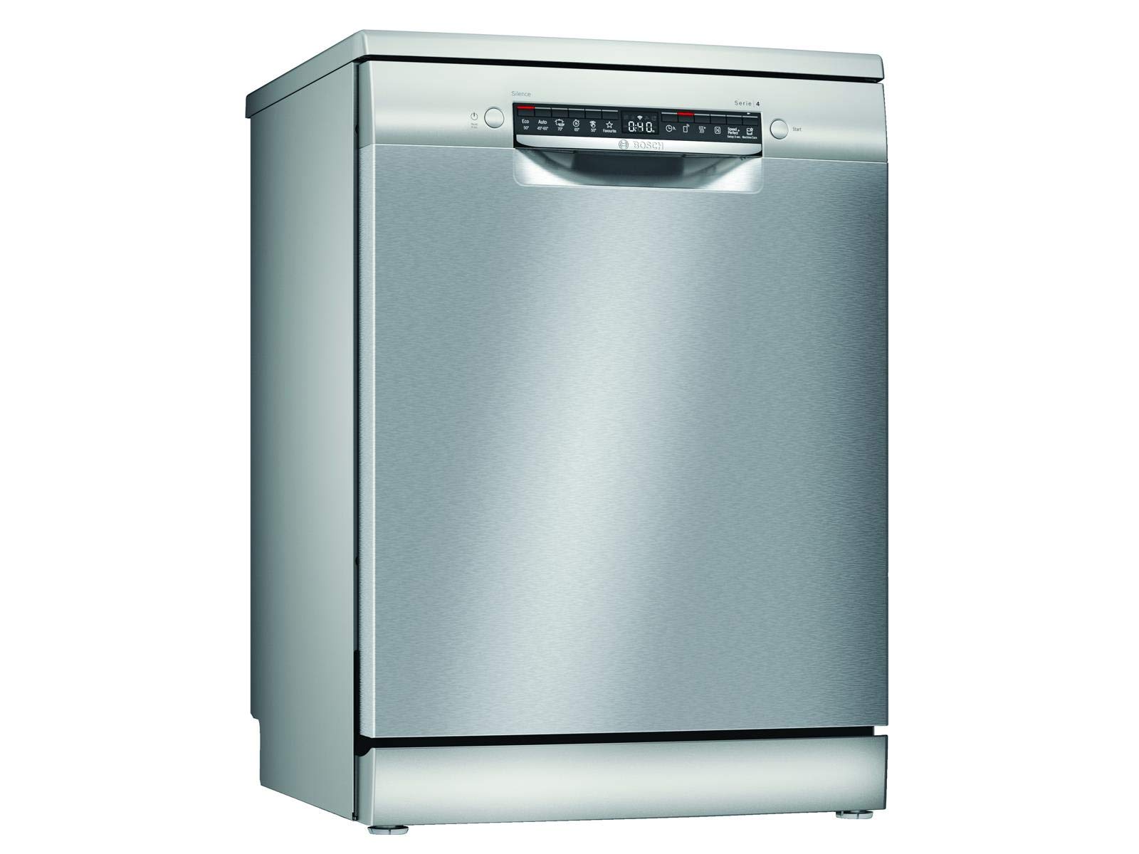 Bosch SMS4HVI31E Serie 4 Lavastoviglie indipendenti, E, 60 cm, in Acciaio Inox, 94 kWh/100 cicli, 13 MGD, SilencePlus, Asciugatura Extra, cassetto Vario, Home Connect