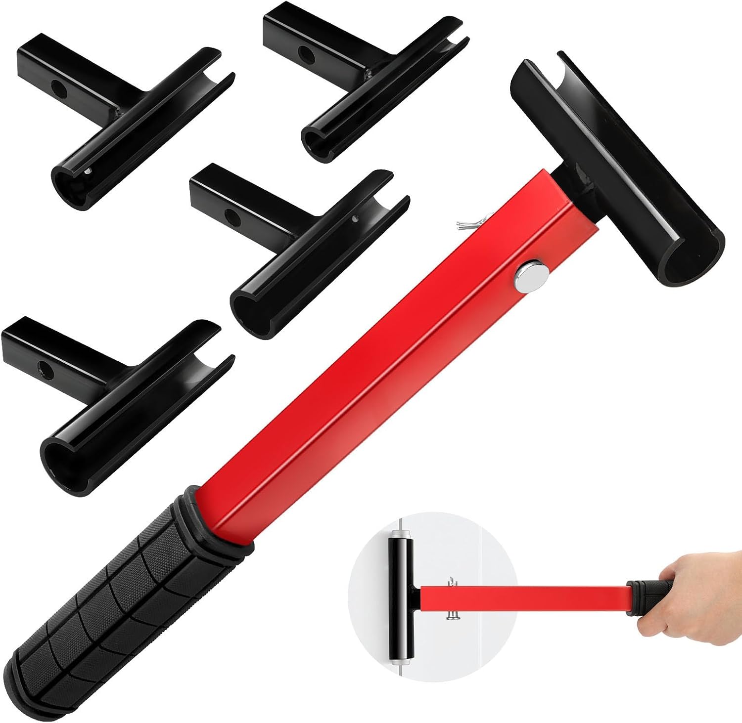 Door Hinge Adjustment Tool,Hinges Gap Adjustment Wrench Set,Professional 4 In 1 Hinge Adjuster for Residential Commercial,Heavy Duty Painted Steel Hinge Bending Wrench,With Rubber Handle Black Red