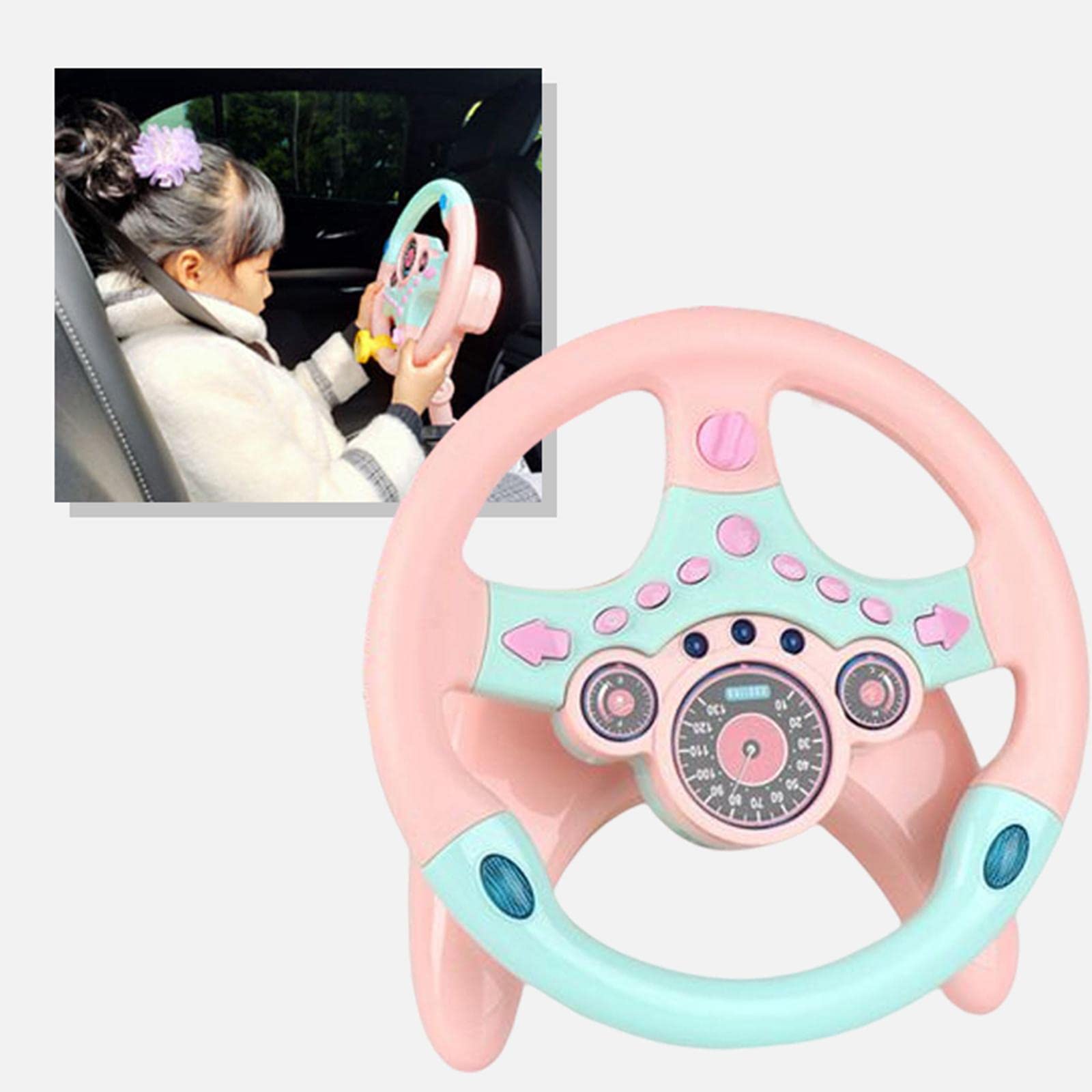 Volant de Jeu Simulation pour Enfant Jouet de Conduite Interactif avec Effet Sonore et Lumineux Amélioration Attention Adapté Aux Routes Motricité