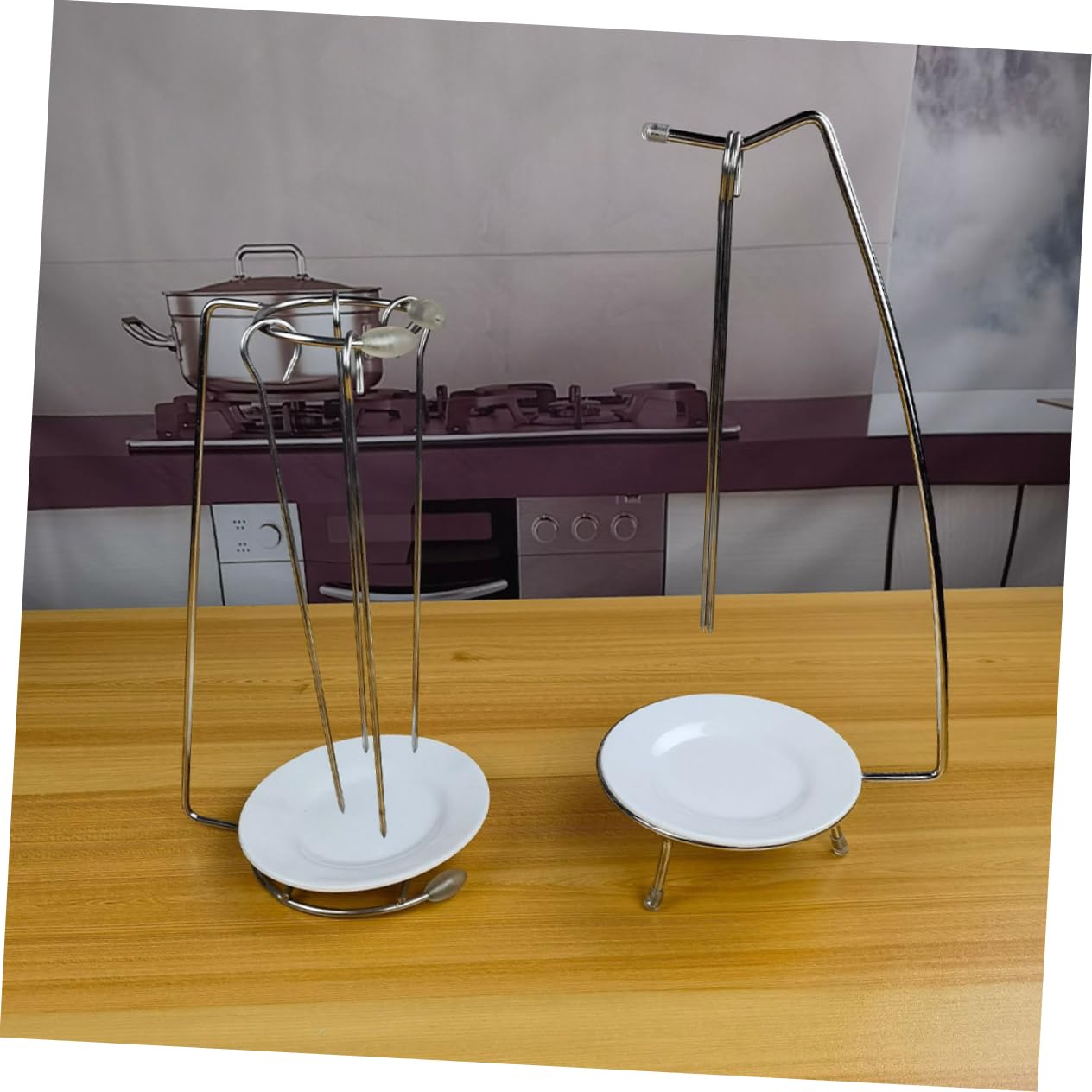 Luxshiny Set di Spiedini in Acciaio Inox 304 Supporto Robusto per Barbecue, 6 Spiedini Resistenti per Grigliate All'aperto e Raduni