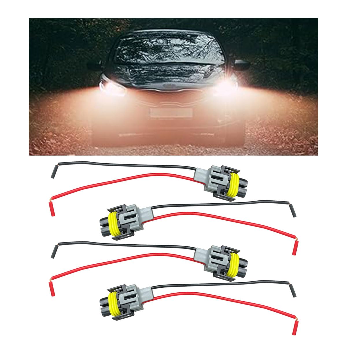 Fog Light Harness Connector with Wire, Automotive Accessories Replacement, H8/ H9/ H11 Fog Light Harness Connector for Fog Light High Low Beam Bulb, Waterproof Pigtail Adapter Plug