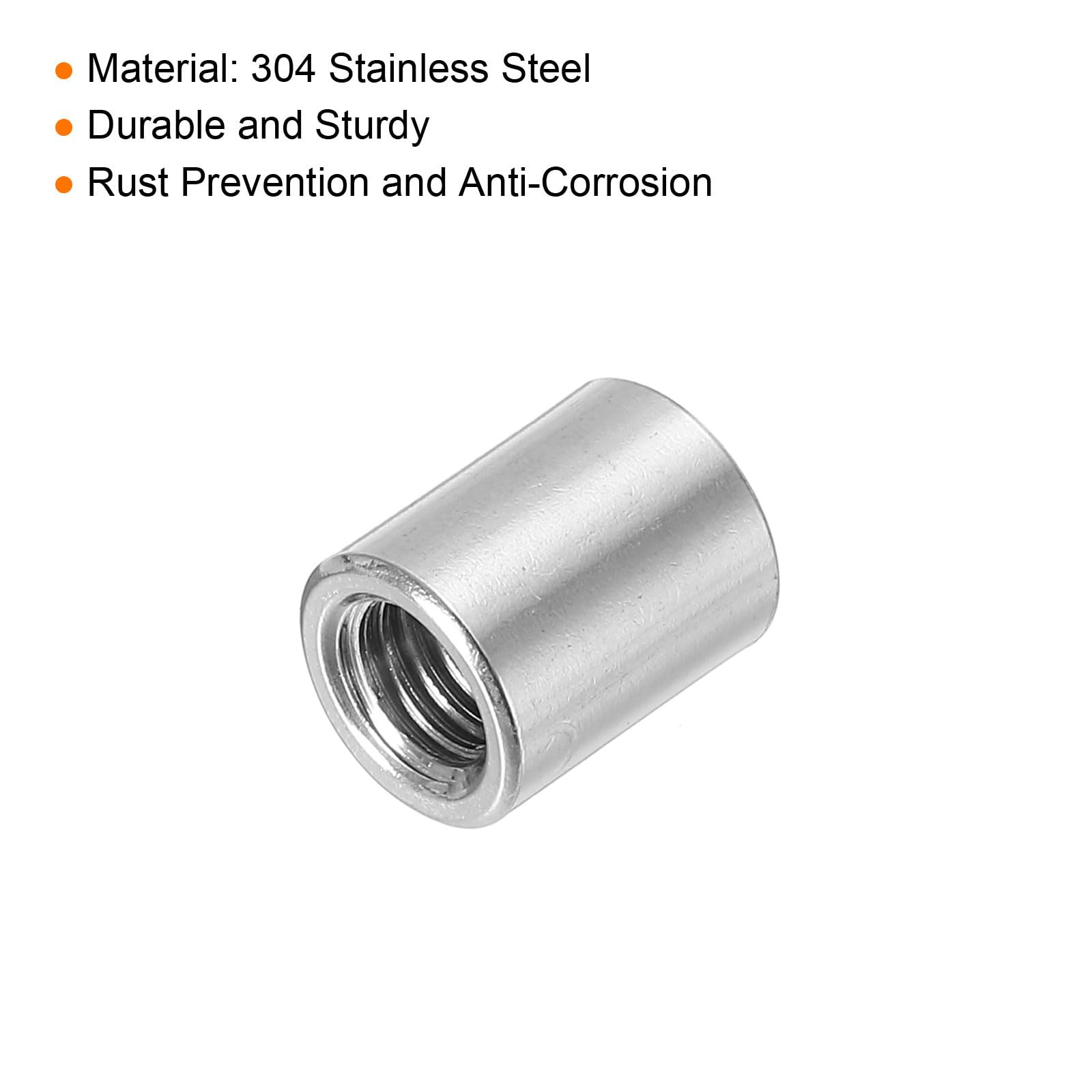 QUARKZMAN 6 sztuk okrągłych nakrętek łączących M8, nakrętka łącząca ze stali nierdzewnej 304 długość 15 mm / 0,6" nakrętka sworznia pręta tuleja długość wspornika M8 x 15 x 12 mm