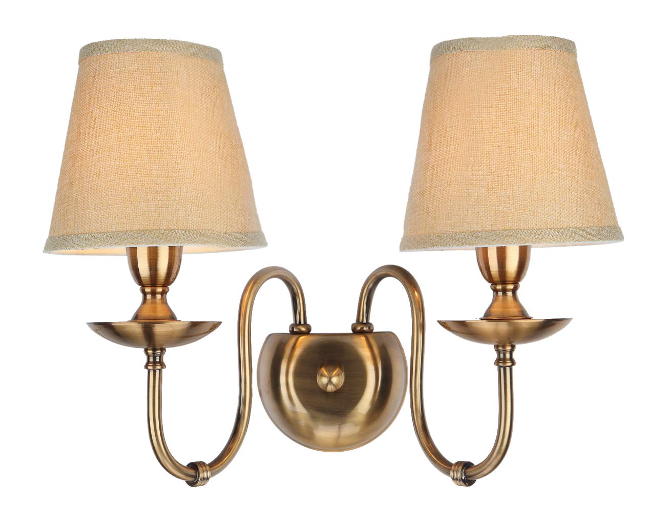 Applique da parete Da WENSENY luce a muro Applique elegante colore bianco paralume tessuto a pieghe in stile barocco classico 2-bulbs E14 2x60W 230V